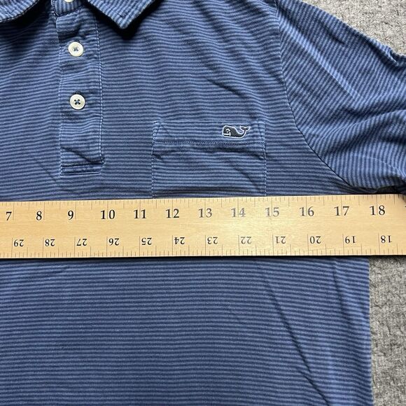 Vineyard Vines Polo Shirt Boys Size Large Blue Striped Short Sleeve Kids/Youth - Picture 6 of 7